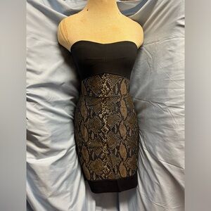 Diane Von Furstenberg Strapless Snake Print Dress